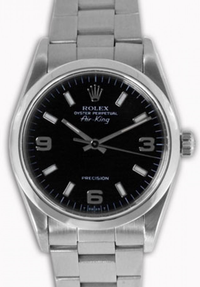 Rolex 14000 Steel on Oyster Black with Luminous Index & Silver Arabic 3-6-9